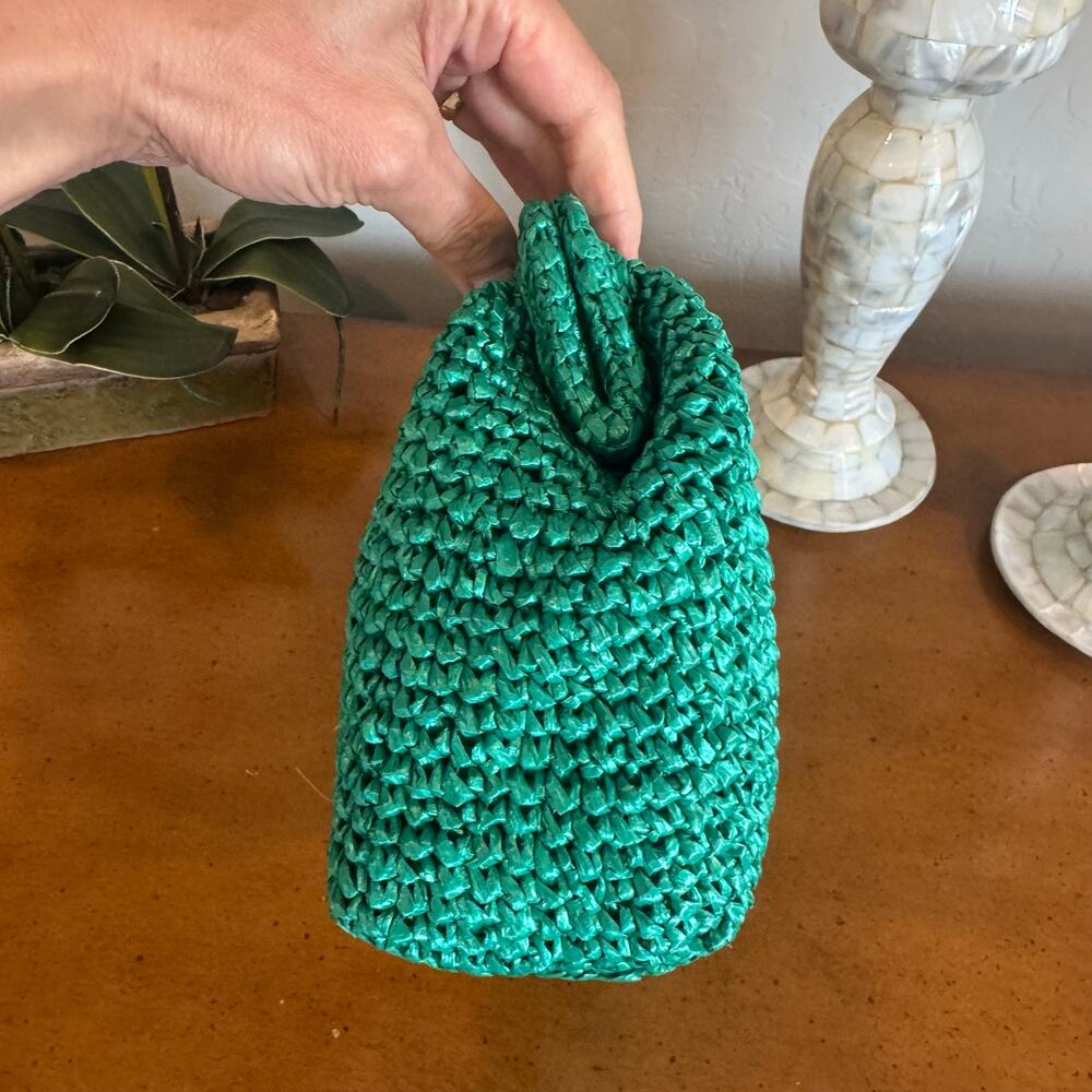 J.Crew Portofino Faux Raffia Clutch Emerald Green NWT - Picture 5 of 11